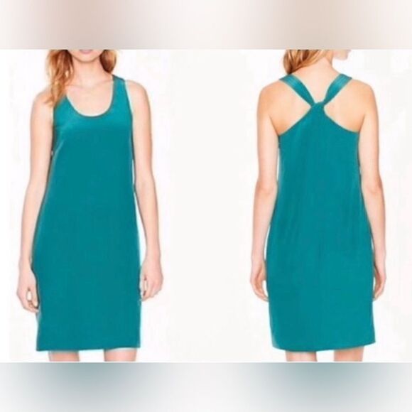 J. Crew Dresses & Skirts - J. Crew Emerald Green silk twist tie back dress-4‎
